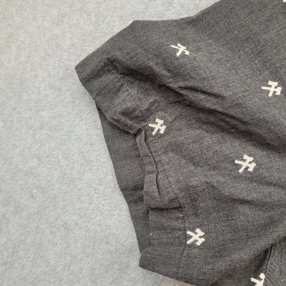 The North Face Camp Shirt Mens XL Gray Hatchet Print Short Sleeve Button Up